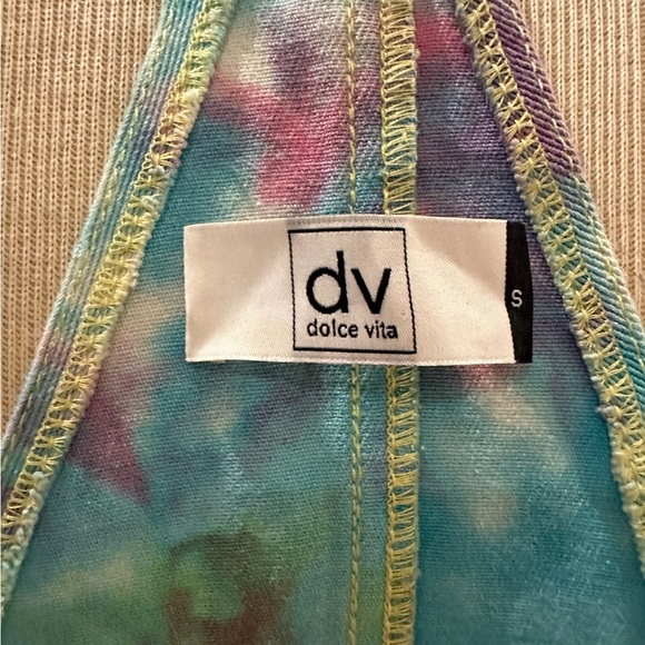 DV by Dolce Vita pastel rainbow tie dye overall shorts romper size S - Picture 6 of 9